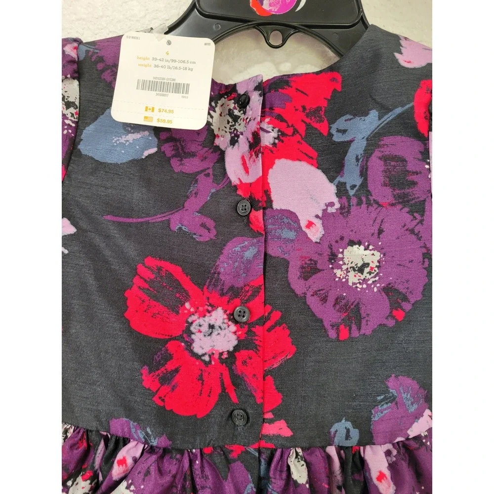 Gymboree Girls Floral Fit and Flare Party Dress Size‎ 4 Pink Purple NWT #1